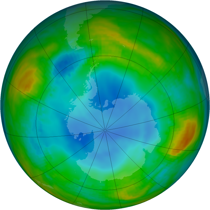 Antarctic ozone map for 20 July 1986